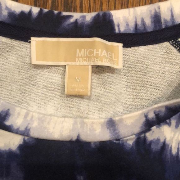 MICHAEL KORS Women’s Navy White Tie Dye Pullover Long Sleeve Crewneck Top Sz MD - Picture 8 of 14